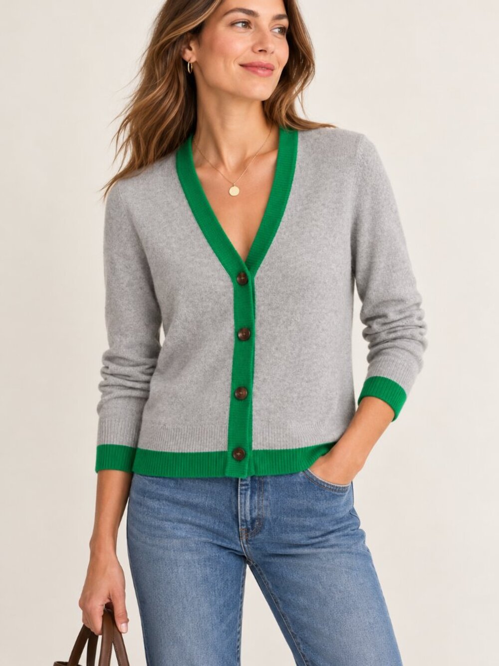 Boden Alma Contrast Trim Cardigan Sweater